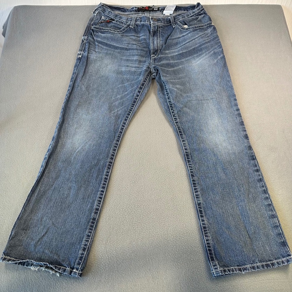 Ariat FR M4 Relaxed Boot Cut Jeans Mens 38x32 Flame Resistant Denim Medium Wash